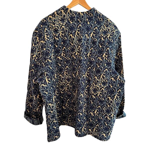 Pure J Jill Cotton 2X Reversible Quilted Jacket Blue Pockets Artsy Lagenlook - Picture 6 of 12